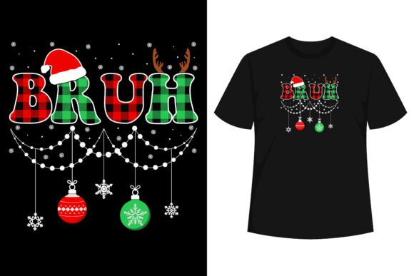 Bruh Funny Christmas Plaid Teens T-Shirt