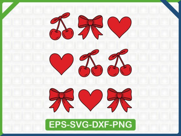 Cherry Heart Bow Pattern SVG: Graphics for T-Shirt Designs