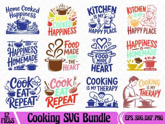 Cooking Quotes SVG Bundle: Graphics & T-Shirt Designs