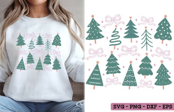 Coquette Christmas Tree SVG Bow PNG: Graphics & T-Shirt Designs