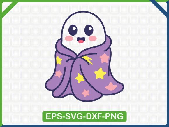 Cute Ghost in Star Blanket SVG Design: Graphics for T-Shirt Designs