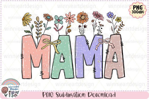 Mama Boho Flower Doodles Spring Vibes Graphics