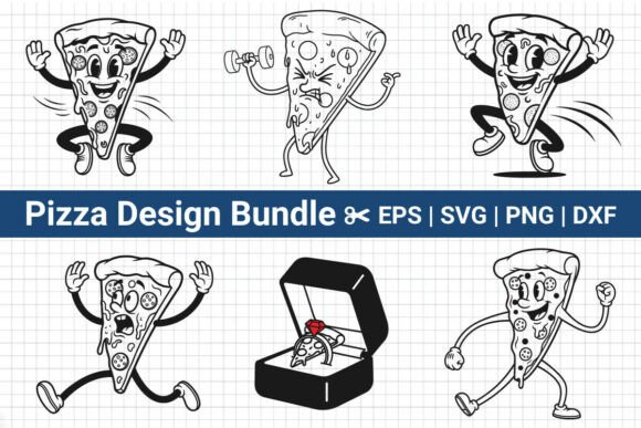 Pizza Slice Cartoon Vector Bundle SVG
