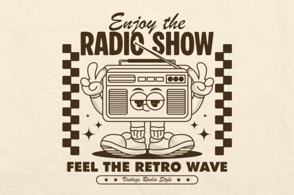 Vintage Cartoon Radio Character Design Graphics